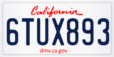 CA license plate 6TUX893