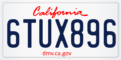 CA license plate 6TUX896