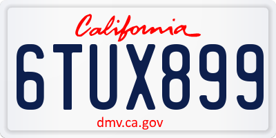 CA license plate 6TUX899