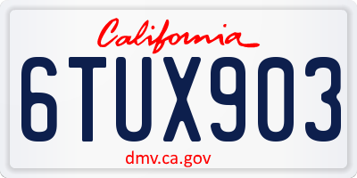 CA license plate 6TUX903