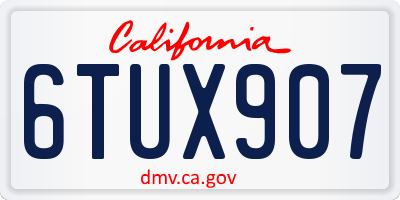 CA license plate 6TUX907