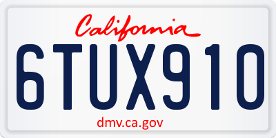 CA license plate 6TUX910