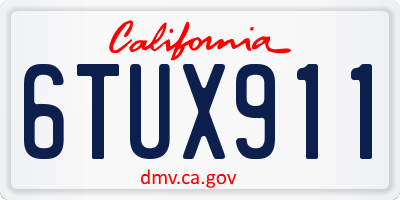 CA license plate 6TUX911