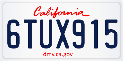 CA license plate 6TUX915