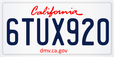 CA license plate 6TUX920