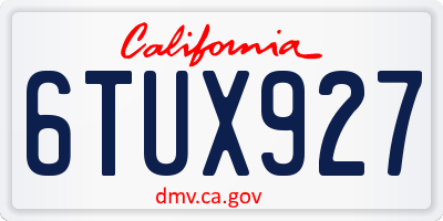 CA license plate 6TUX927