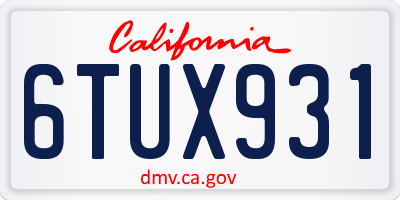 CA license plate 6TUX931