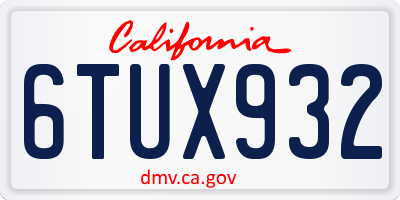 CA license plate 6TUX932
