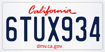 CA license plate 6TUX934