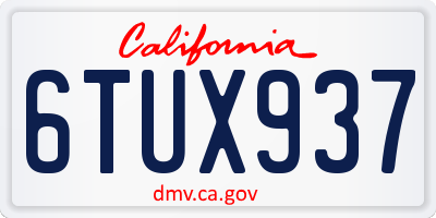CA license plate 6TUX937