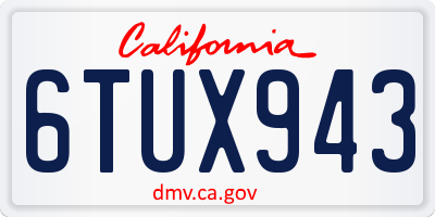 CA license plate 6TUX943