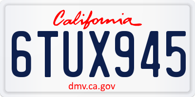 CA license plate 6TUX945