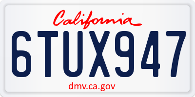 CA license plate 6TUX947