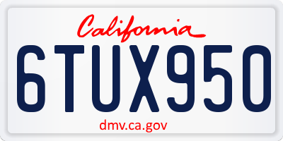 CA license plate 6TUX950