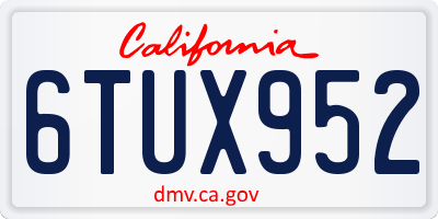 CA license plate 6TUX952