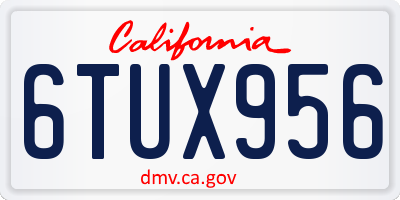 CA license plate 6TUX956