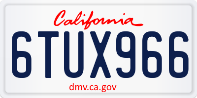 CA license plate 6TUX966