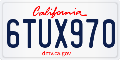 CA license plate 6TUX970