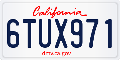 CA license plate 6TUX971
