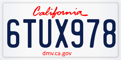 CA license plate 6TUX978