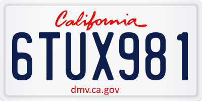 CA license plate 6TUX981