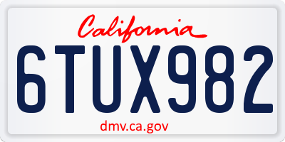 CA license plate 6TUX982