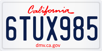 CA license plate 6TUX985