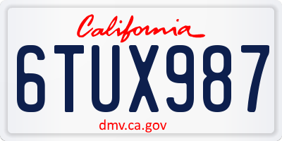 CA license plate 6TUX987
