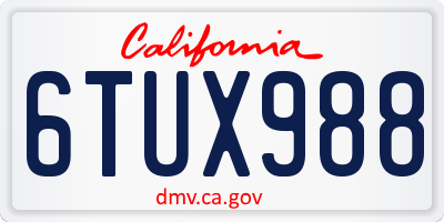 CA license plate 6TUX988