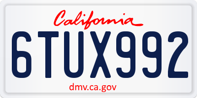 CA license plate 6TUX992