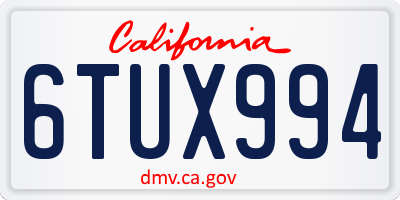 CA license plate 6TUX994