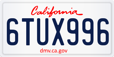 CA license plate 6TUX996