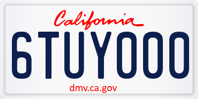 CA license plate 6TUY000