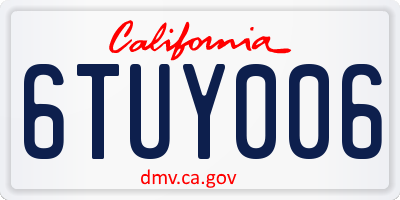 CA license plate 6TUY006