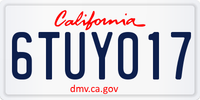 CA license plate 6TUY017