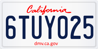 CA license plate 6TUY025