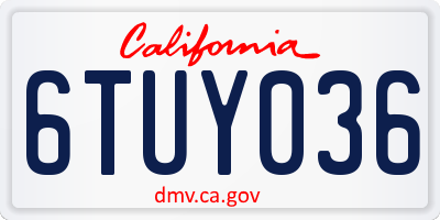 CA license plate 6TUY036