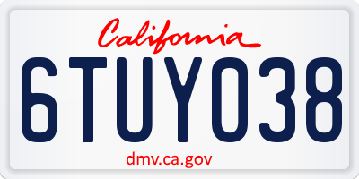 CA license plate 6TUY038