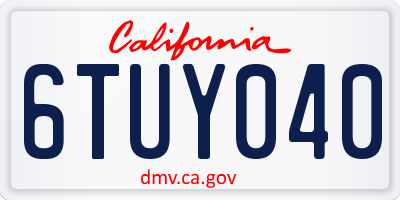CA license plate 6TUY040