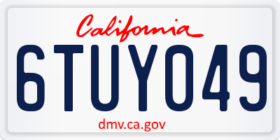 CA license plate 6TUY049