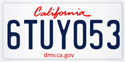 CA license plate 6TUY053