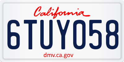 CA license plate 6TUY058