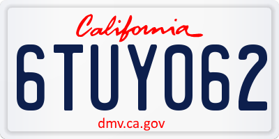 CA license plate 6TUY062