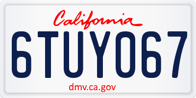 CA license plate 6TUY067