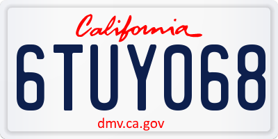 CA license plate 6TUY068