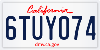 CA license plate 6TUY074
