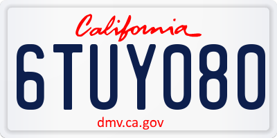 CA license plate 6TUY080