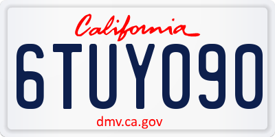 CA license plate 6TUY090