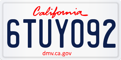 CA license plate 6TUY092