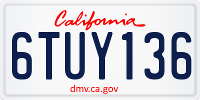 CA license plate 6TUY136